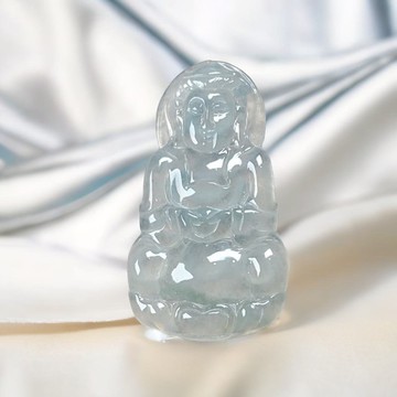 放光高冰種翡翠觀音菩薩 | 天然緬甸玉翡翠A貨 | 送禮
