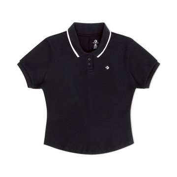 CONVERSE SLIM BUTTON UP POLO BLACK 女POLO衫 黑色 -TW10027770-A03