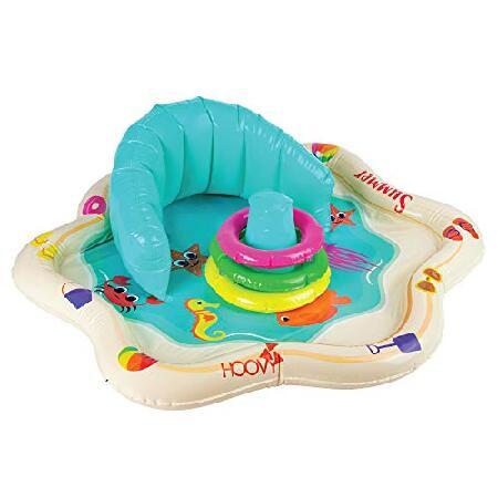 Inflatable Baby Splash Mat with Backrest ＆ Fun Stackable Rings Inflatable Baby Splash Pool Infant Splash Pad with Stacking Rings Infant Summer