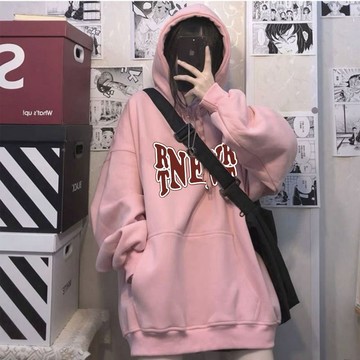 【大尺寸 男女同款 刷毛/不刷毛大學t 帽t 韓版秋冬袖子】港風chic加絨秋冬連帽衛衣女百搭情侶寬鬆oversize潮
