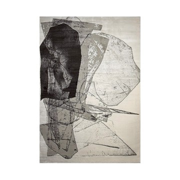雷穆地毯-200x290cm (客廳地毯 大地毯 短毛地毯 吸音 抗汙 防潑水 黑白 抽象 藝術感) 無