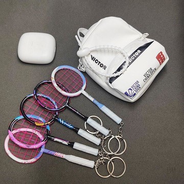 羽球掛件 迷你羽球包  禮物 羽毛球掛件仿真迷你羽毛球拍適合掛包紀念品禮物羽毛球掛飾零錢包羽毛球包掛件