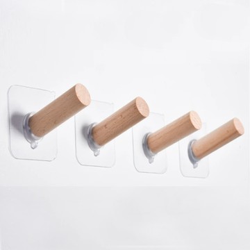 居家達人 強力無痕貼實木掛勾加長上翹款  櫸木色  1組