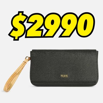 【Alviero Martini 義大利地圖包】藝術之城系列 極簡地圖吊飾手拿包-黑色