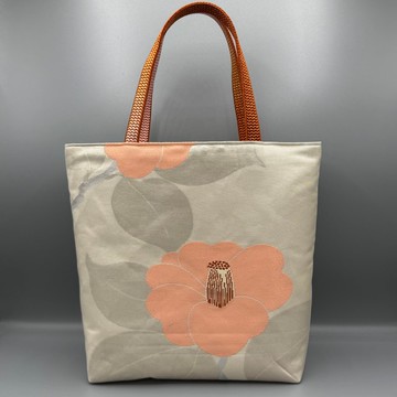 和服 腰帶 和服飾帶 手工 托特包 再造 白色 花朵