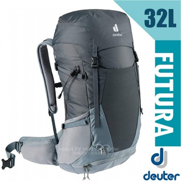 【Deuter】Futura 32L 輕量網架式透氣背包(附原廠防水背包套) 透氣網架背負系統_3400821 黑/水藍