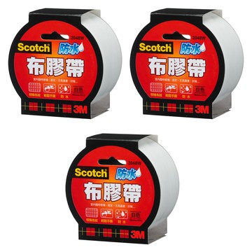 3M Scotch 強力防水布膠帶 24mm x 15Yd 特殊布紋 輕易手撕  白色  3個