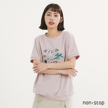 non-stop 幸運日記蝴蝶結插畫T恤-2色