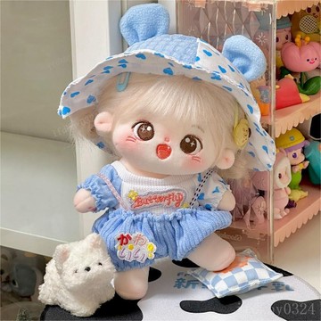 臺灣出貨【甜夢藍貓】20cm娃衣 棉花娃娃衣服套裝 揹帶褲 可愛毛絨玩偶換裝 娃娃衣服 娃用配件 20公分娃衣 娃衣