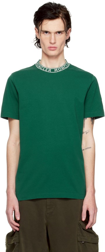 Moncler 绿色 Logo-Trimmed T 恤