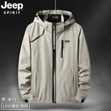 JEEP秋季沖鋒衣春秋新款戶外運動休閑釣魚連帽外套防風薄款風衣