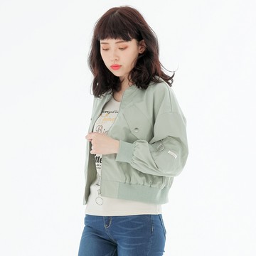 VICTORIA 落肩短版飛行外套女款 -淺綠V35159