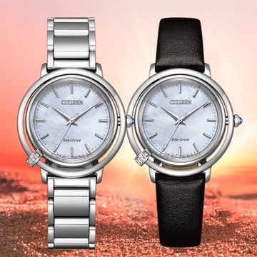 CITIZEN 星辰 L系列 曙光 光動能鑽石女錶 附贈皮革錶帶(EM1090-60D)