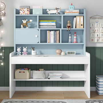 兒童書桌書柜書架一體電腦桌學生學習桌椅套裝臥室可升降寫字桌子