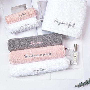 SwanLace韓式清新字母男女純棉吸水加厚面巾家用情侶浴巾毛巾方巾