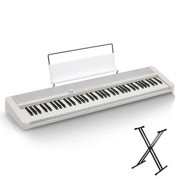 『CASIO 卡西歐』時尚風標準76鍵電子琴 CT-S1-76含雙叉架 白色款 / 公司貨保固