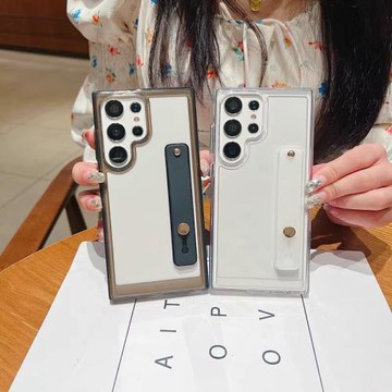 個性透明防摔殼適用三星s25ultra手機殼s24ultra簡約腕帶s23ultra加厚防摔s22ultra保護套s21ultra/s20ultra