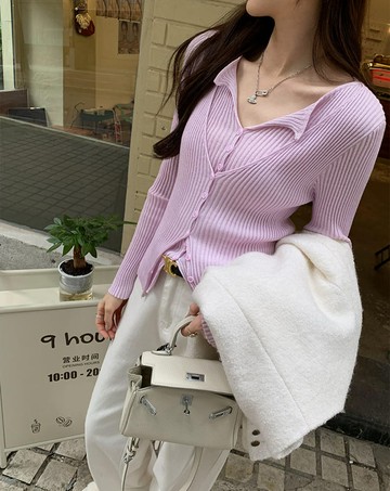 【missy shop】綻放情意假兩件羊毛針織衫-74577