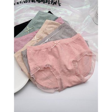 大碼純棉內褲女胖mm200斤莫代爾全棉中腰少女可愛蕾絲無痕三角褲