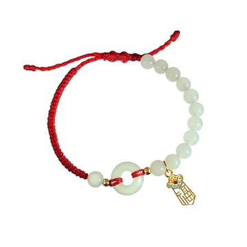 GIUMKA．祈福平安｜925純銀和田玉蠟繩手鍊