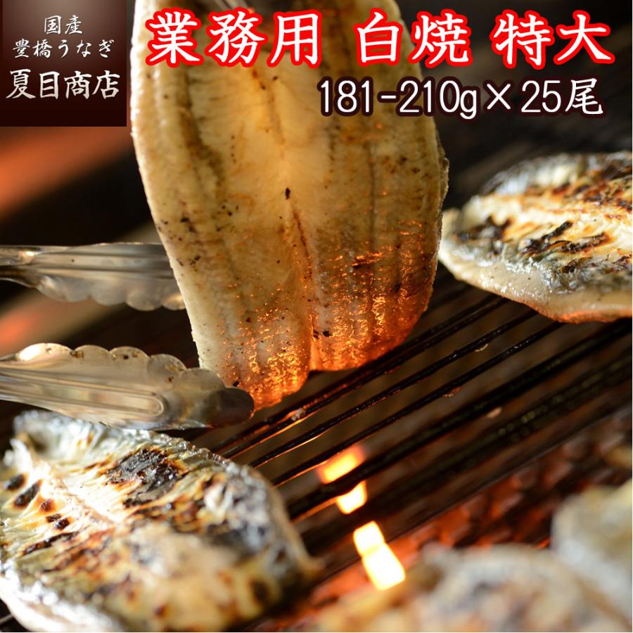 業務用 うなぎ 白焼き 無頭背開き 特大(1尾約181-210g×25尾) 送料無料