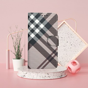 Aguchi 亞古奇 Apple iPhone 14/15/16 全系列 (精品版) 英倫格紋經典手機皮套 側掀磁扣支架式皮套-棕色