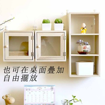 實木牆上免打孔置物架帶門收納牆櫃書桌臥室壁掛式收納架北歐裝飾壁櫥牆上置物架