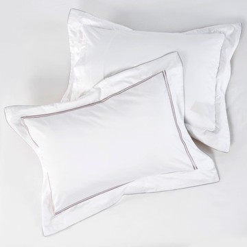 克萊歐刺繡500織埃及棉歐式枕套2入 晨白