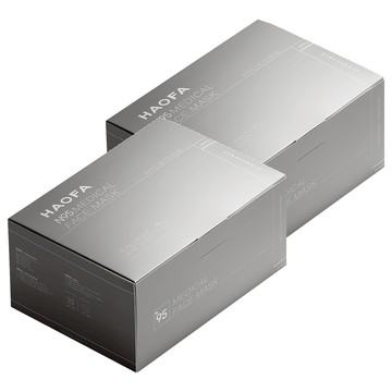 HAOFA 氣密型N95立體醫療口罩活性碳款 S  2組  霧黑  30片