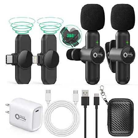 Wireless Lavalier Microphone for iPhone ipad Android,Wireless Lapel clip on microphone(2 Microphones with Receivers) Plug-Play Auto-Sync(並行輸入品)