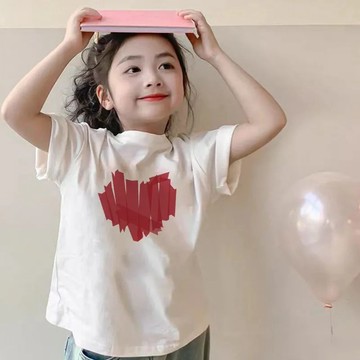 限時下殺~女童女孩t恤夏裝新款夏季韓版小童上衣短袖洋氣半袖純棉打底 中小童打底衫 圓領上衣 女童短袖上衣 夏天短袖T