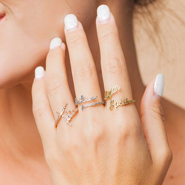 【訂製】磨砂名字戒指 上下名字 姊妹禮/伴娘禮 - 中文字英文字母