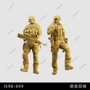 【台灣出貨】✨免運 【使命召喚】普萊斯 幽靈 特種部隊士兵 1/64模型手辦1比43白模