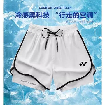 羽毛球服運動短褲YY防走光速干透氣假兩件跑步健身訓練三分褲情侶