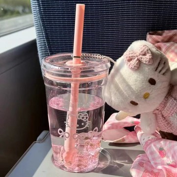 🔥臺灣出貨🔥 Hellokitty貓吸管杯tritan高顔值少女心可愛水杯學生便攜隨行杯子 吸管杯 奶茶杯 隨行杯