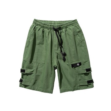 短褲棉質休閒褲-百搭純色工裝抽繩男褲子2色73xl27【獨家進口】【米蘭精品】