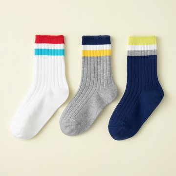 BASE ALPHA ESSENTIALS 兒童精選混色中筒襪3雙組  混色  3號(5-6歲/16-18cm)