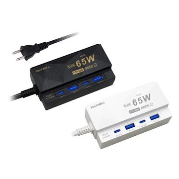 POLYWELL 65W 4孔電源線快充頭 GaN 雙Type-C 雙USB