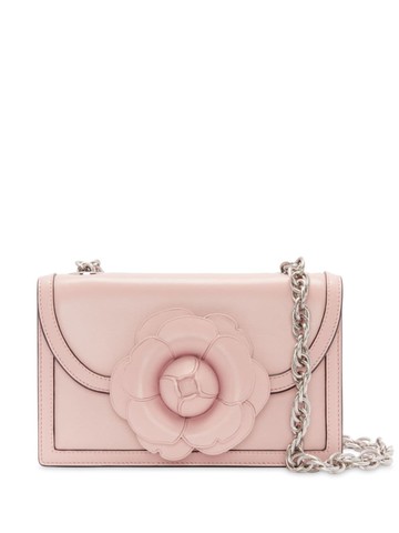 Oscar de la Renta - Tro floral-appliqué shoulder bag - women - Lambskin - One Size - Pink