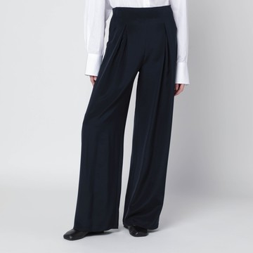 Navy silk-blend trousers