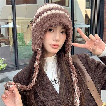 【米蘭精品】現貨+預購 韓版毛帽毛呢帽針織帽秋冬季加絨厚磅保暖帽冷帽休閒帽- 民族風女帽子2色74my99