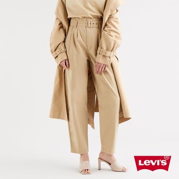 Levis 女款 上寬下窄 High Loose復古超高腰打摺休閒寬褲 / 個性大腰帶