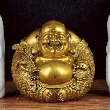 黃銅彌勒佛擺件家居客廳招財裝飾品家用供佛笑佛大肚彌勒佛工藝品