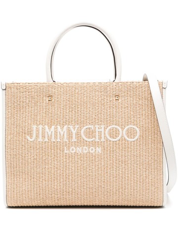 Jimmy Choo - medium Avenue tote bag - women - Raffia/Calf Leather - One Size - Neutrals