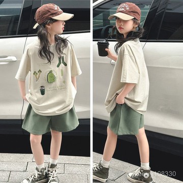 【臺灣-出貨】女童夏裝2025新款洋氣時髦套裝大童女孩網紅炸街夏季兩件套兒童裝