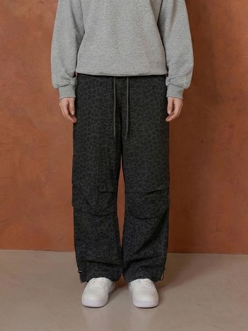 時尚街頭豹紋寬版長褲