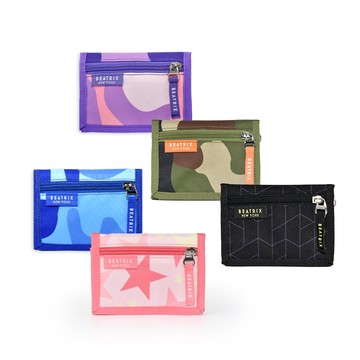 美國 BEATRIX NEW YORK 美式休閒兒童防潑水三折錢包 - 幾何黑