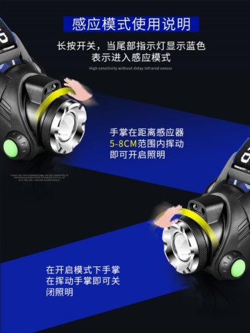 LED頭燈強光超亮頭戴式小手電筒戶外遠射充電疝氣感應夜釣魚礦燈 雙11全館免運