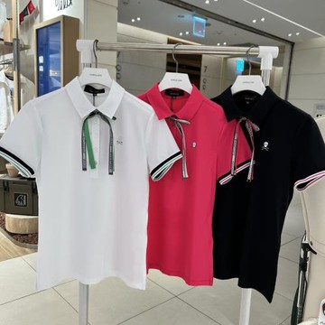 【特價清】原單高爾夫服裝女翻領蝴蝶結短袖T恤golf休閑百搭上衣