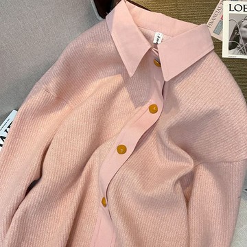 高端品質歐貨歐洲站粉色羊絨溫柔系毛衣女氣質Polo領百搭針織衫潮